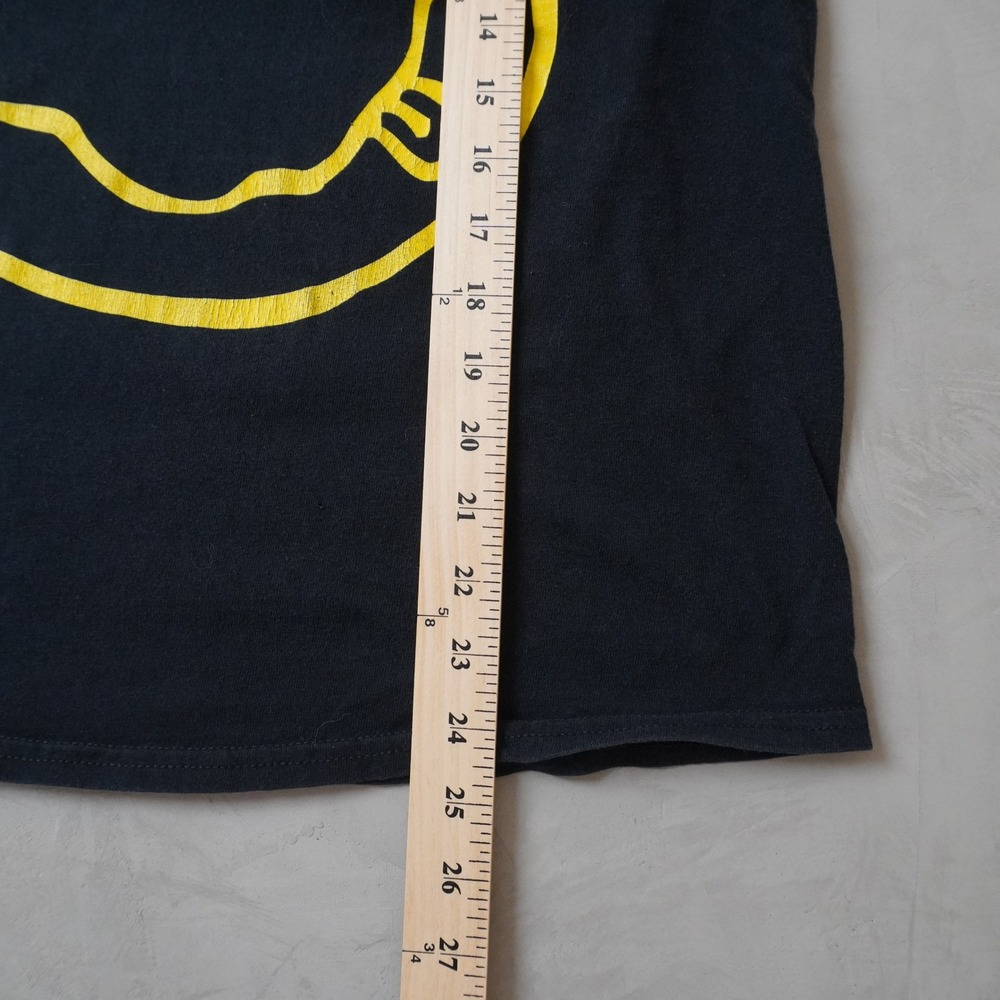 Nirvana Smiley Face Graphic T-Shirt Mens Small Black Yellow Band Tee - Picture 4 of 5